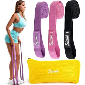 Long Resistance Bands, Set of 3 Fabric Pull Up Assistance Bands, Purple/Pink/Black
