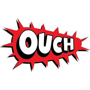 Zirni Ouch Red Comic Book Explosion Sticker Decal Design 6" X 3"