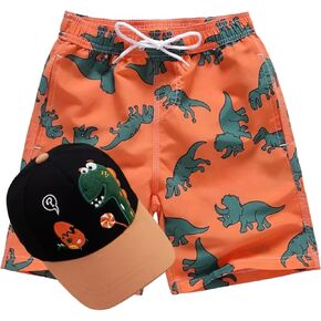 Kid Boy Summer Baseball Cap with Dinosaur Print Beach Short for Kids