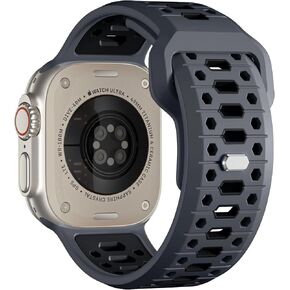 Maledan 26MM Sport Band Compatible with Apple Watch Ultra 2 & Ultra Band 49mm 46mm 45mm 44mm 42mm Men, Honeycomb Breathable Silicone Waterproof Strap for iWatch Apple Watch Series 10 9 8 7 6 5 4 3 SE