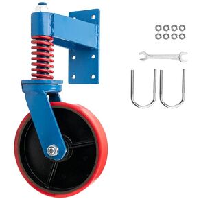 Heavy Duty Fence Gate Wheels 8 Inch for Metal Tube or Wood Gates 360 Degree Swivel Spring Loaded (8 Inch 1200lb)