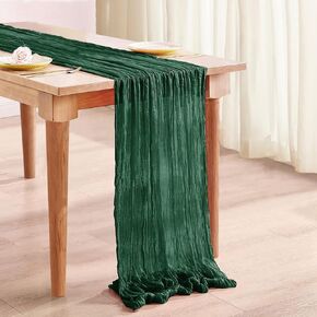Cheesecloth Table Runner 10ft EmeraldGreen Table Runner Boho Gauze Fabric Table Runner for Baby Shower,Bridal Shower Decorations,Wedding Thanksgiving,Christmas Birthday Decor（1 Pack 35x120）