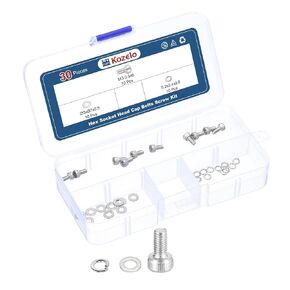 30pcs M3 Socket Head Cap Screws Bolts Nuts Assortment Kit - [M3x6mm] 304 Stainless Steel Allen Socket Drive for 3D Printer