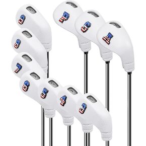 Golf Club Head Covers | Set of 10 | Iron Covers | Wedge Covers | Washable | Easy On & Off | Anti-Slip | Customized | Wear-Resistant | 7 Pcs Iron and 3 Pcs Wedge Covers | EVA