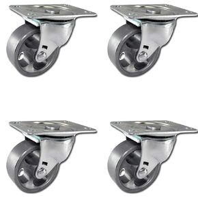 2.5" Vintage Rustic Swivel Steel Wheel Caster Set of 4 - Sintered Iron Wheels - 800 LBS Per Set