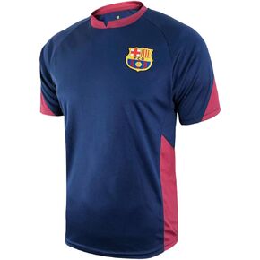 Spanish Primera Liga Barcelona Mens Short Sleeve Game Polyshirt, Navy, Large
