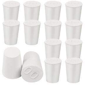 Tioncy 20 Pcs Solid Rubber Stoppers White Tapered Lab Bungs Rubber Stoppers Plugs for Tube Pipe Bottle Hole(0.4 x 0.6 x 0.8 Inch)