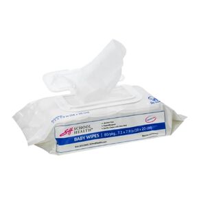 School Health Baby Wipes, 80 Wipes, Fragrance Free, Hypoallergenic - Flip Top Pack | Cleans Gently with Aloe Vera while Being Alcohol Free