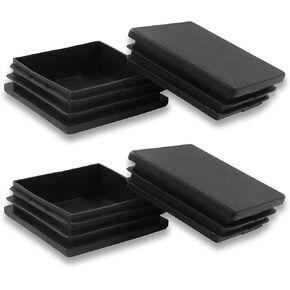 4 Pack 2" Square Plastic Tubing Plug,Steel Fence Post Pipe Tube Cover Insert,Black End Caps for Metal Tubing,LDPE Flexible Ridges End Caps,Cap Plugs for Fitness Equipment