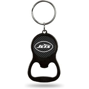 Rico Industries NFL Football New York Jets Carbon Fiber Design Metal Keychain - Beverage Bottle Opener With Key Ring - Pocket Size in Saudi Arabia