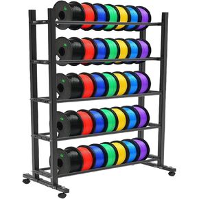 3D Printer Filament Storage Rack, 5-Tier Rollling Filament Spool Holder Racks with Wheels, Heavy Duty Metal Shelf for 3D Printing Business,Office, Studio, Workshop