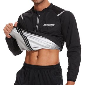 Sauna Sweat Suit Mens Long Sleeve Zipper Workout Lightweight Men Sweat Jacket Gym Exercise Fitness Running