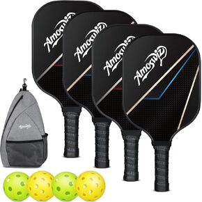 Pickleball Paddles Set of 4, 2/4 Pickleball Rackets with 4 Pickleball Balls & a Backpack, Pickleball Gifts for Kids & Adults