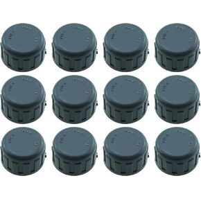 12PCS 1/2 Inch PVC Inner Teeth Pipe Plug Inner Wire Pipe Cap PVC Pipe End Cap Plug PVC Threaded Water End Cap Connector for Irrigation Systems and Water Supply Lines