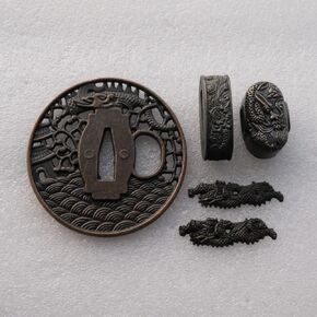 Japanese Samurai Sword KOSHIRAE – TSUBA FUCHI KASHIRA MENUKI 19-48