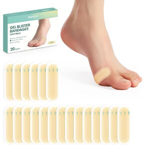 Gel Blister Bandages Blister Pads - Welnove 20t Upgraded Bandages for Wound Care and Blisters - Waterproof Hydrocolloid Bandages for Heel - (Bunion Pack)