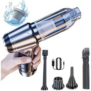 Handheld Vacuum Cordless Portable 12KPa - Wireless Lightweight Strong Suction Power Low-Noise USB C Quick Charge Small Hand Vacuum Cleaner HEPA Filter Easy to Clean for Home/Car/Pet hair/Dust - Silver