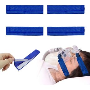 4 Packs Satin CPAP Strap Covers Soft CPAP Face Cushion Universal and Comfort Silky CPAP Headgear Face Pads for Reducing Red Marks(Pink) (Blue-4Pcs)
