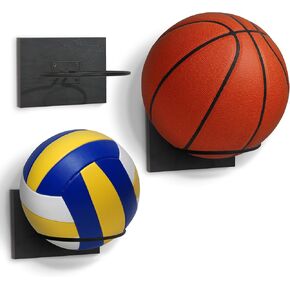 Americanflat Basketball Display for Wall - Set of 3 - Ideal for Soccer Ball, Volleyball and Basketball - Space-Saving Sports Ball Organizer for Garage, Office, or Bedroom - All-Star Collection - Black