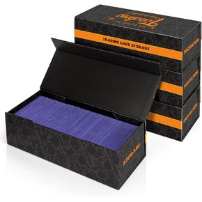 Trading Card Storage Box, 4 Pack Magnetic Card Holder Case for Top Loader, Card Cases for Sports Cards, Playing CardBoard Boxes for 800 Cards, 200 Top Loaders (Orange)