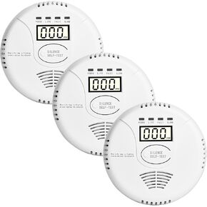 3 Packs Carbon Monoxide Detectors Battery Powerd - Awatin Carbon Monoxide Alarm Monitor Battery Operated with Digital Display for Home Apartment Hotel Office