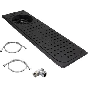 Glass Rinser, Stainless Steel Espresso Coffee Bar Countertop Pitcher Rinser Sink with Side Spray,Drain and Drip Tray,Matte Black Large Size 20.86 x 6.37 x 0.98 Inches