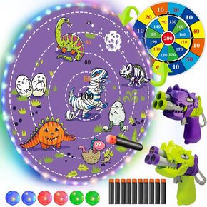 2 in 1 29" Large LED Board for Kids 8-12 Games with 6 LED Sticky Balls,Shooting Games for Indoor & Outdoor Games, APP Control Dinosaur Dart Board Games for Kids