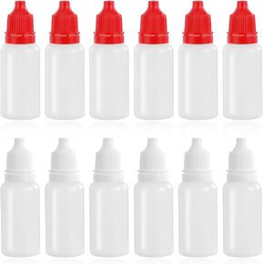 Lusofie 12Pcs Eye Dropper Bottles 15ml/0.5oz Plastic Dropper Bottle Empty Squeezable small dropper bottle Portable Travel Eye Liquid Dropper with Cap and Plug (6 White 6 Red)