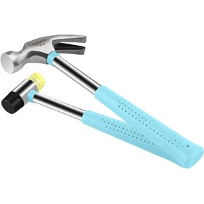 8oz Hammer, 2-Piece Small Claw Hammer & Rubber Mallet Hammer Mini Hammer Set