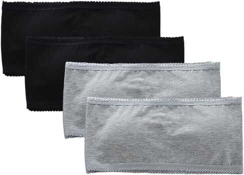 4 Pack Girls Bandeau Strapless Padded Bralettes Cami Wireless Tube Bra Seamless Lace Trim Cotton Bra for 8-14 Years in Kuwait