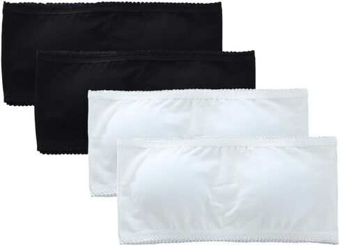 4 Pack Girls Bandeau Strapless Padded Bralettes Cami Wireless Tube Bra Seamless Lace Trim Cotton Bra for 8-14 Years in Kuwait