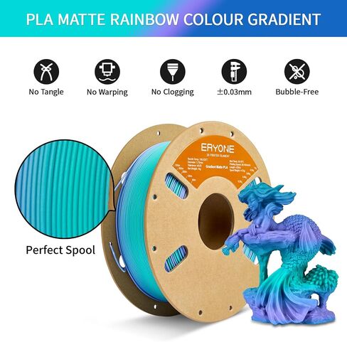 ERYONE Matte Gradient Rainbow 3D Printer PLA Filament 1.75 +/- 0.03mm, Matte Multicolor Filament PLA 1KG(2.2LBS) Spool, Dreamland (Blue Green Purple) in Saudi Arabia