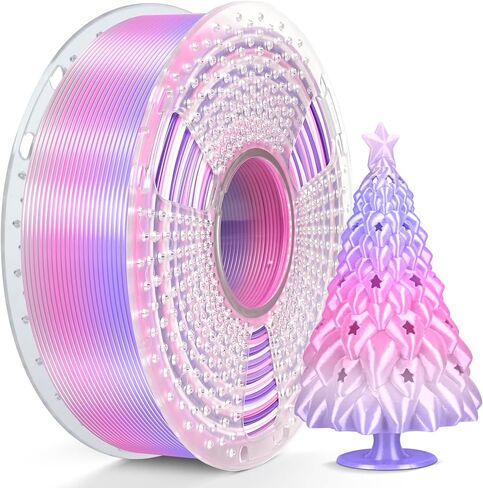 SUNLU Silk Rainbow PLA Filament، خيوط طابعة حريرية ثلاثية الأبعاد متعددة الألوان 1.75 مم +/- 0.02 مم، تغيير سريع للألوان كل 8 أمتار، 330 مترًا، 1 كجم/2.2 رطل، خيوط قوس قزح حريرية (أرجواني بنفسجي) in Kuwait