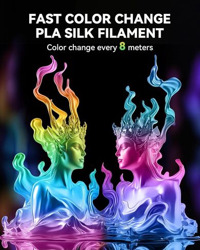 SUNLU Silk Rainbow PLA Filament، خيوط طابعة حريرية ثلاثية الأبعاد متعددة الألوان 1.75 مم +/- 0.02 مم، تغيير سريع للألوان كل 8 أمتار، 330 مترًا، 1 كجم/2.2 رطل، خيوط قوس قزح حريرية (أرجواني بنفسجي) in Kuwait