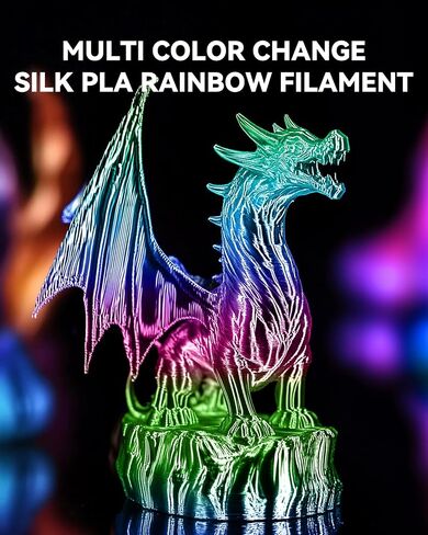 SUNLU Silk Rainbow PLA Filament، خيوط طابعة حريرية ثلاثية الأبعاد متعددة الألوان 1.75 مم +/- 0.02 مم، تغيير سريع للألوان كل 8 أمتار، 330 مترًا، 1 كجم/2.2 رطل، خيوط قوس قزح حريرية (أرجواني بنفسجي) in Kuwait