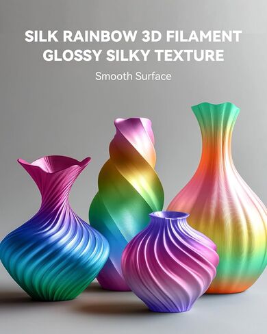 SUNLU Silk Rainbow PLA Filament، خيوط طابعة حريرية ثلاثية الأبعاد متعددة الألوان 1.75 مم +/- 0.02 مم، تغيير سريع للألوان كل 8 أمتار، 330 مترًا، 1 كجم/2.2 رطل، خيوط قوس قزح حريرية (أرجواني بنفسجي) in Kuwait