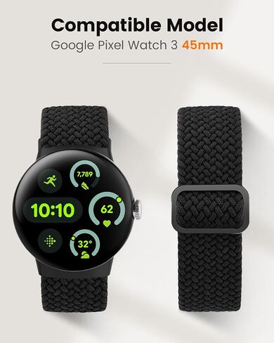 BlackPro 3 Pack Stretchy Braided Bands Compatible with Google Pixel Watch 3 45mm Band for Women Men - Upgraded Connecto Lugs - Adjustable Nylon Breathable Sport Straps for Pixel 3 Watch Band 45mm in Kuwait