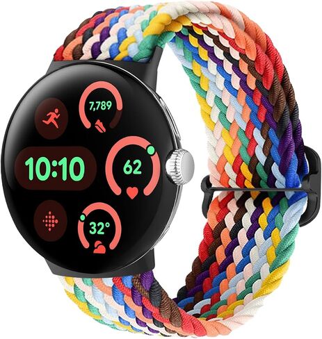 BlackPro 3 Pack Stretchy Braided Bands Compatible with Google Pixel Watch 3 45mm Band for Women Men - Upgraded Connecto Lugs - Adjustable Nylon Breathable Sport Straps for Pixel 3 Watch Band 45mm in Kuwait