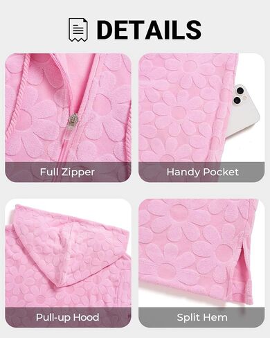 Yonique Terry Cloth Cover Up - Long Sleeve Cover Swimsuit Hooded Zipper Beach Cover-up with Pockets in Kuwait
