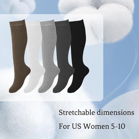 5 Pairs Knee Warm High Socks for Women Cotton Winter Sock in Kuwait