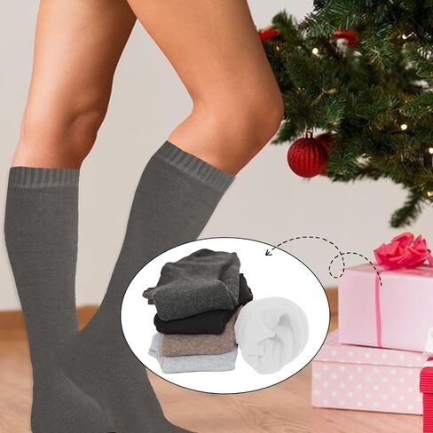5 Pairs Knee Warm High Socks for Women Cotton Winter Sock in Kuwait