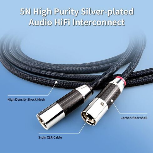Tertullus HiFi Balanced Audio Cable Microphone Cable Mic Wire, 1 Pair 3 Pin HiFi Interconnect Cable XLR-m (Male) to XLR - F (Female) (1.5m/5ft) in Kuwait