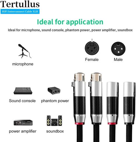 Tertullus HiFi Balanced Audio Cable Microphone Cable Mic Wire, 1 Pair 3 Pin HiFi Interconnect Cable XLR-m (Male) to XLR - F (Female) (1.5m/5ft) in Kuwait