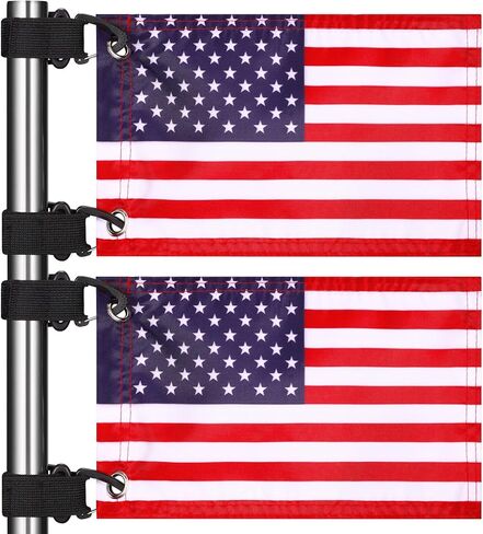 TOBWOLF 4 قطع أعلام عربة جولف صغيرة مقاس 15.24 سم × 22.86 سم، علم أمريكي صغير لعربة الجولف والقارب والدراجة، علم الجولف الأمريكي سهل التركيب مع دعامة حزام مطاطي، علم القارب الأمريكي من النايلون المتين للدراجة علم الولايات المتحدة الأمريكية in Kuwait