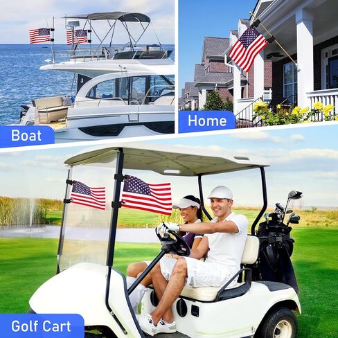 TOBWOLF 4 قطع أعلام عربة جولف صغيرة مقاس 15.24 سم × 22.86 سم، علم أمريكي صغير لعربة الجولف والقارب والدراجة، علم الجولف الأمريكي سهل التركيب مع دعامة حزام مطاطي، علم القارب الأمريكي من النايلون المتين للدراجة علم الولايات المتحدة الأمريكية in Kuwait