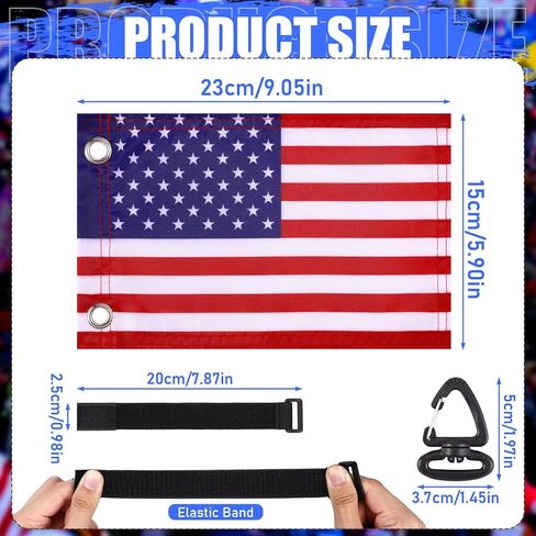 TOBWOLF 4 قطع أعلام عربة جولف صغيرة مقاس 15.24 سم × 22.86 سم، علم أمريكي صغير لعربة الجولف والقارب والدراجة، علم الجولف الأمريكي سهل التركيب مع دعامة حزام مطاطي، علم القارب الأمريكي من النايلون المتين للدراجة علم الولايات المتحدة الأمريكية in Kuwait