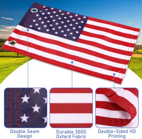 TOBWOLF 4 قطع أعلام عربة جولف صغيرة مقاس 15.24 سم × 22.86 سم، علم أمريكي صغير لعربة الجولف والقارب والدراجة، علم الجولف الأمريكي سهل التركيب مع دعامة حزام مطاطي، علم القارب الأمريكي من النايلون المتين للدراجة علم الولايات المتحدة الأمريكية in Kuwait
