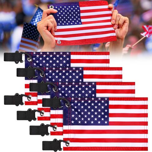 TOBWOLF 4 قطع أعلام عربة جولف صغيرة مقاس 15.24 سم × 22.86 سم، علم أمريكي صغير لعربة الجولف والقارب والدراجة، علم الجولف الأمريكي سهل التركيب مع دعامة حزام مطاطي، علم القارب الأمريكي من النايلون المتين للدراجة علم الولايات المتحدة الأمريكية in Kuwait