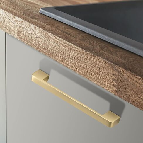 خزانة ريرجي تسحب مقابض المطبخ للخزانات، 10 عبوات ذهبية مركز فتحة 6-1/4 بوصة، أجهزة درج مربع مقبض خزانة من سبائك الزنك للخزانة in Saudi Arabia