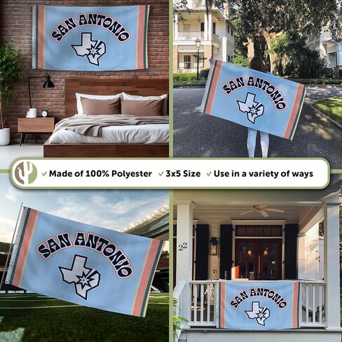 Desert Cactus San Antonio Spurs Flag NBA 100 ٪ بوليستر داخلي في الهواء الطلق 3x5 أقدام الرابطة الوطنية لكرة السلة. in Saudi Arabia